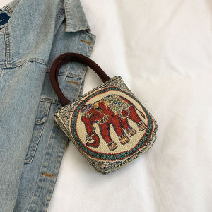 Grosiran Omygoose Tas Mini Handbag Wanita / Tas Tenteng Wanita / Tas Kanvas / Tas Motif Gajah / Tas Tangan / TFW 0280