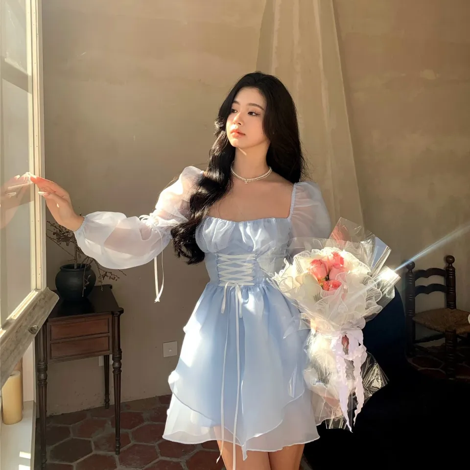Costume Princess Style Casual Dress Kukombo French Fairy Dress Women Elegant Sleeveless Chiffon Mini Dress Casual Costume Princess Style Casual Dress Kukombo French Fairy Dress Women Elegant Sleeveless Chiffon Mini Dress Casual