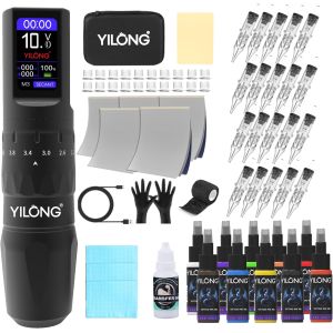 Wireless Tattoo Kit Adjustable Stroke Tattoo with 1200 mAh Power Supply Extra Battery LCD Screen Rotating Tattoo / Starter Kit