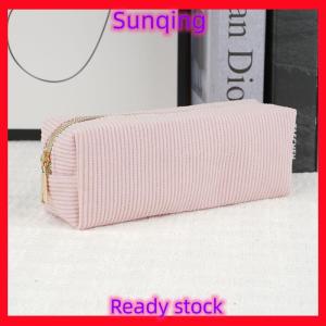 SQ Stationery [Flash Sale] Vintage đơn giản màu rắn nhung bút chì trường hợp công suất lớn văn phòng phẩm lưu trữ Túi đồ dùng học tập