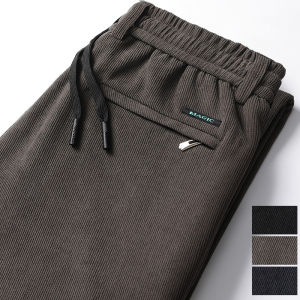 Men Casual Corduroy Pants Autumn Winter Mens Straight Trousers Brown Black Thick Warm Oversize Loose Fit Elastic Waist Pants