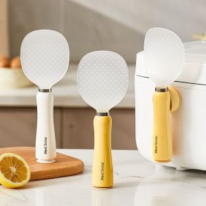 GAOSU ไม่ติดกระทะ ช้อนตักข้าว ทนความร้อนทน ง่ายต่อการทำความสะอาด ช้อนข้าวแม่เหล็ก ทันสมัยและทันสมัย อาหารเกรดอาหาร ถ้วยดูดช้อนข้าว อุปกรณ์ในครัว