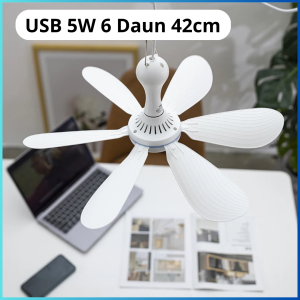 DIKIRIM CEPAT Kipas Angin Gantung Portable Ceiling Fan USB 5W 6 Daun 42cm TIDAK BERISIK RM-D61U