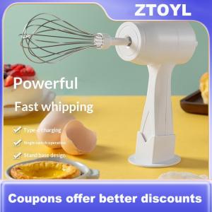 【ZTOYL】 Noise-free Electric Whisk Cordless Rechargeable Electric Hand Mixer For Baking Cooking Panel Speed For Whisking For Kitchen
