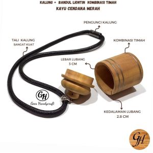 Bandul Liontin bandul tasbih kayu Cendana MERAH ASLI Natural Alami kombinasi timah