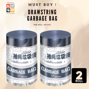 [Sg Seller] 100pcs Flower Pattern Drawstring Garbage Bag Household Size Kitchen Portable Draw String Plastic