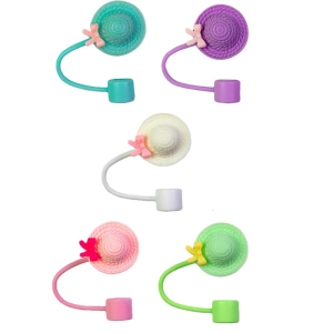 Hat Shape Silicone Straw Covers Caps Dustproof Drinking Straw Caps Plugs Portable Straw Caps Decoration Enduring