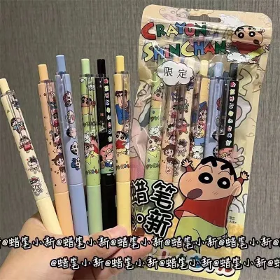 6 ชิ้น เครยอนชินจัง ปากกาหมึกเจล ลายการ์ตูนชินจังน่ารัก 0.5 มม. สีดํา สําหรับนักเรียน ปากกาชินจัง