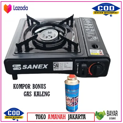 SANEX KOMPOR PORTABLE / PAKET GAS PORTABLE HI-COOK 230 GRAM (1 TUNGKU)
