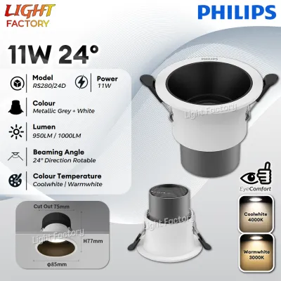 Philips LED Semi Recessed G2 LED Eyeball RS280 7W 11W Recess Eye Comfort Spotlight Coolwhite / Warmwhite Lampu Siling
