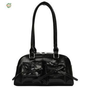 Casual Women Shoulder Bag with Bow PU Leather Crossbody Bag for Daily Outings and Work Commuting