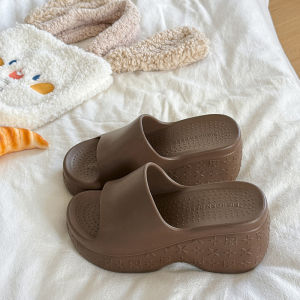 [Free Shipping] 8.0 High-Heeled Thick-Soled One-Strap Sandals For Women Height-Increasing Suitable For Petite Women For Outdoor Wear In Summer Ins-Style Non-Slip Beach Sandals Trendy