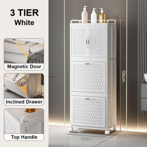 Encora Multi-Layer Bathroom Laundry Organizer Dustproof Mobile Rack Kabinet Mudah Alih Rak Simpanan Beroda