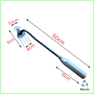 Mexin คราดเก็บหญ้า แบบ mini อุปกรณ์ทำสวน  คราดเหล็ก หัวคู่จอบขุดดิน 4 ฟัน ขุดหญ้า ขุดดิน rake