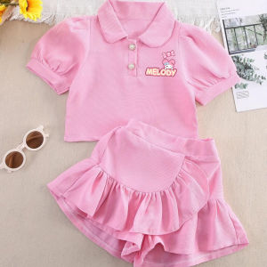AYDA - Setelan Kiku Anak Perempuan / Oneset Rok Celana Motif Melody DTF