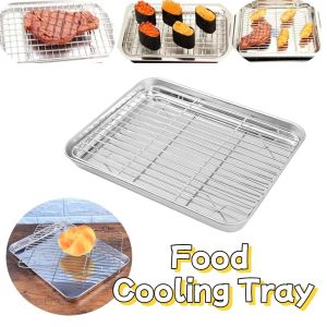 HUANG Stainless Steel Baking Pan with Rack Removable Food-Grade Steaming Cooling Racks Dishwasher Safe with Oil Filter Rack Draining Oil Pan Kitchen Utensil
