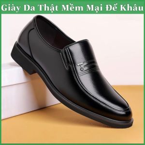 Giày da nam tăng chiều cao 55cm đế cao su khâu chỉ bảo hành 12 tháng AQ014