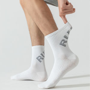 1Pair RUN-Printed Athletic Long Socks Men Women Breathable Snug Fit Durable Compression Socks for Cycling Hiking Gym Workout