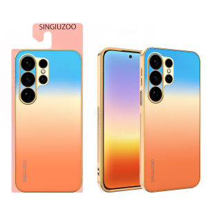 Luxury Gradient AG Matte Phone Case For Samsung Galaxy S26 Ultra Plus S25 S24 S23 S22 S21 Ultra Plus S21fe S23fe S24fe S25fe S26fe Electroplated Gold Frame Shockproof Anti Fingerprint Slim Protective Casing