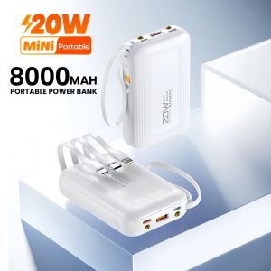 ES Power Bank Android iphone 8000mAh Charging Cables Original brand powerbank Flashlight Led