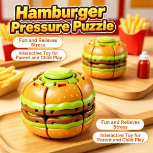 Burger Spinner Stress Relief Toy Squishy Fidget Spinning Slow Rebound Decompression Toy Spin Play Portable Pocket-Sized Gift for Kids Adult