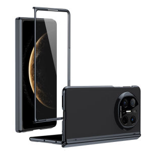 Ốp điện thoại mạ điện AG mờ cho Huawei Mate X6 Mate X 6 MateX6 Mate X5 Mate X 5 Mate X3 Mate X 3 MateX3 cảm giác da tấm lưng vỏ điện thoại sang trọng bảo vệ trục trung tâm vỏ và màng tích hợp vỏ chống sốc.