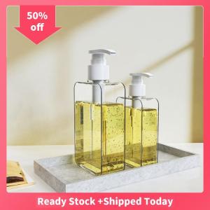 🔥🔥🔥sjqgqx Transparent Square Soap Dispenser Countertop Lotion Bottle With Pump Bathroom Lotion Liquid Soap Dispenser Refillable Emp