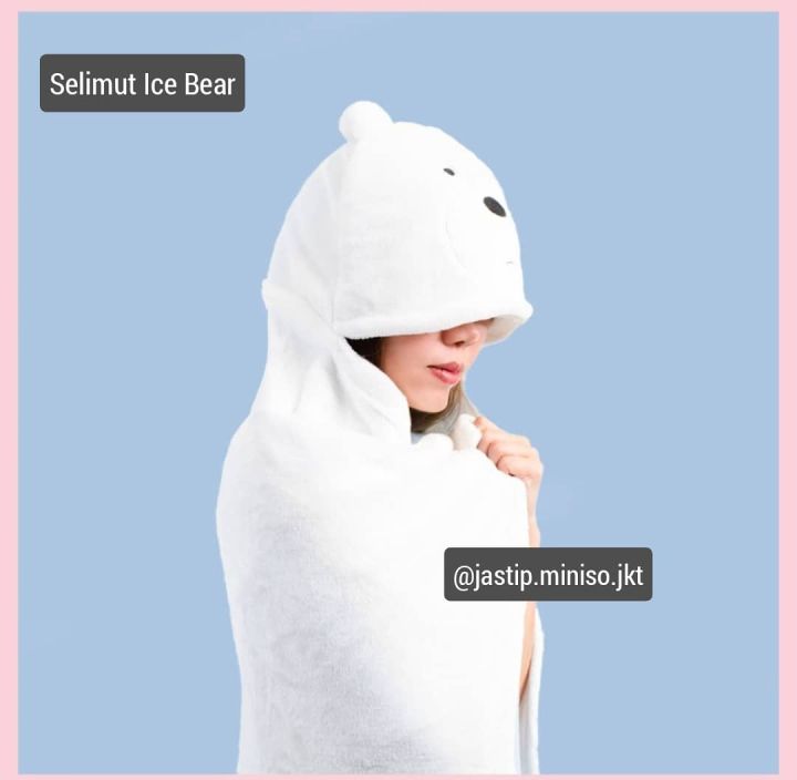 MINISO 🆕 WE BARE BEARS Selimut Hoodie 90x100cm) Selimut