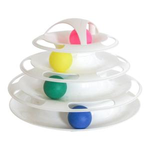 ASE plastic Interactive cat toy 4 layer IQ Training attractive color balls Mainan Kucing 3 lapis