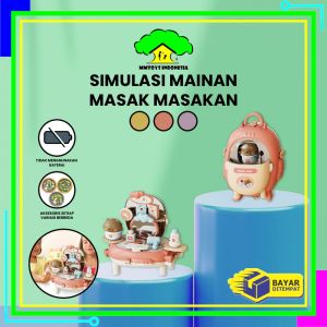 MI-M321 Mainan Edukasi Anak Bear Backpack 2IN1 Pretend Play Kitchen Set / Mainan Tas Ransel Anak Karakrer Beruang Beauty Colorclay / Simulasi Mainan Masak Masakan Dapur Anak Import