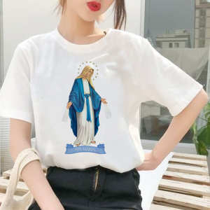 [BISA COD] Baju Kaos Bunda Maria Rohani Kristen Katolik Keluarga Wanita Dewasa Jumbo Couple Lengan Pendek