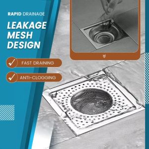 [Warm Homie] （1）Square Floor Drain Stainless Steel Shower Ground Drain Filter Hair Catch Mesh Filter for Bathroom Washroom