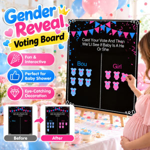Baby Gender Reveal Banner Boy Or Girl Voting Board Baby Shower Decorations Poster Self Adhesive Stickers Gender Reveal Decorations Party Decorations Party Supplies