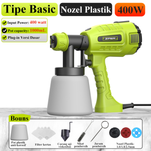 ZPER Pistol semprot litium 400W Electric Spray Gun 1000ml Alat Semprot Cat ZP002