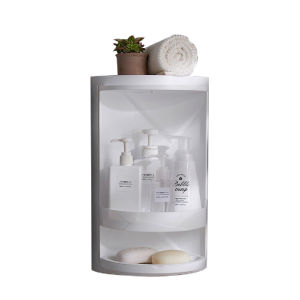 Encora Corner Rotating Triangle Bathroom Storage Rack Shelf Toiletries Organizer Holder Rack