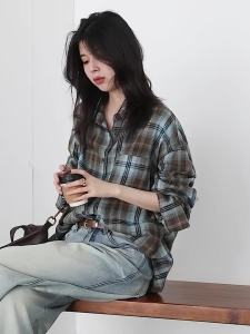 CHIC VEN Women Shirt Long Sleeve Loose Casual Brushed Plaid Shirt Coat Mid Long Length Female Blouses Spring Autumn 20262026