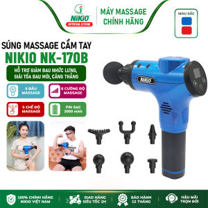 Súng massage cầm tay máy mát xa giãn cơ Nikio NK-170B - 6 đầu massage chuyên sâu 5 chế độ 6 cường độ tùy chỉnh Pin sạc