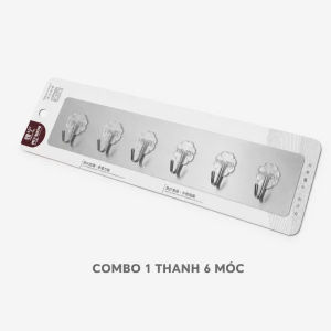 (set 3) Thanh 6 móc dán tường siêu dính dán tường nhà tắm Vỉ 6 móc dán tường treo quần áo chịu nặng tốt