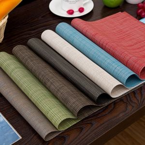 SPARAK Solid Color Woven Table Mats Heat Resistant Washable Western Food Mats  Insulating Water Cup Mat Home Decor