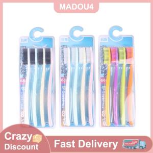 MADOU4 แปรงสีฟันหัวใหญ่ผู้ใหญ่หัวยาวนุ่ม4ชิ้นแปรงทำความสะอาดช่องปากนุ่มพิเศษแบบญี่ปุ่นและเกาหลี