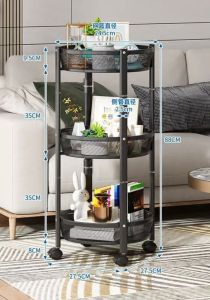 [SG Ready Stocks] Foldable Storage Rack Rotatable Mobile Snack Organizer Trolley for Living Room Bedroom Kitchen Home Space Saving Organizer New 3 Layer Bathroom Storage Shelf Home Appliance Kitchen Storage Organizer