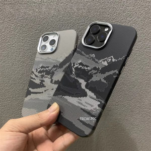 2026 New Magnetic Mountain Case for iPhone 17 16 15 Pro Max Magnets Hard PC Back Cover River Relief Carbon Protector Phone Shell