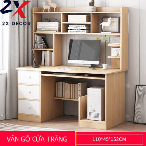 Bàn làm việc bàn máy tính thiết kế thêm phần kệ đựng sách bên trên 2X Decor- 2X165.