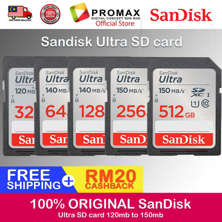 SanDisk Ultra SD Memory Card 32GB/64GB/128GB/256GB/512GB 100mb/s 150mb ...