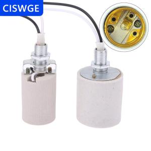 [COD] CISWGE Led ánh sáng gốm vít chịu nhiệt adapter sử dụng nhà ổ cắm Vòng cho E14 bóng đèn cơ sở E27 Đèn chủ với cáp