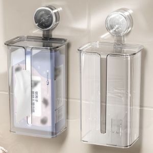 JIANZ ไม่ต้องเจาะ กล่องทิชชู่แบบถ้วยดูด พร้อมฝาปิด ถอดออกได้ ชั้นทิชชู่ติดผนัง ทันสมัยและทันสมัย จุได้มาก ที่ใส่กระดาษเช็ดมือ อุปกรณ์สำหรับห้องครัว