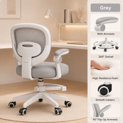 Kids Study Chair Student Chair Child Learning Chair Ergonomic Adjustable Lifting Swivel Nylon Mesh Arm Rest Footrest Lumbar Support Home Homework Bedroom Classroom Office Affordable Comfortable Durable