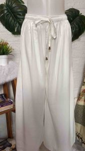 Womans linen square pants boho pants wide leg palazzo pants loose pants beach summer pants pure white no pocket Freesize for one size Plussize for 5xl