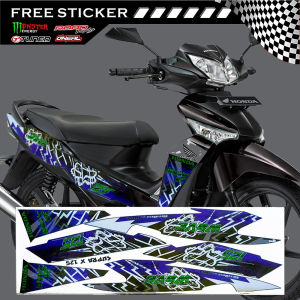 STIKER STRIPING MOTOR HONDA SUPRA 125 VINYL BIRU HIJAU TERMURAH DAN TERLARIS