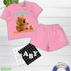 Bộ đồ bé gái hình in funny cho bé từ 6kg-27kg.BGL60
